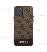 coque de téléphone guess marron avec logo imprimé en cuir pour iphone 11 pro