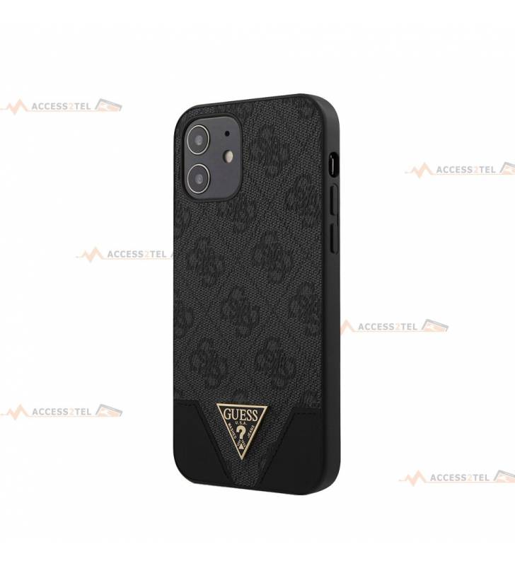 coque de téléphone guess en cuir imprimé noir et pin's pour iphone 12