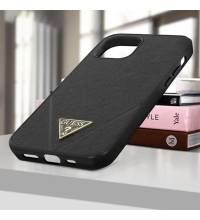 coque de téléphone guess en cuir imprimé noir et pin's pour iphone 12 relief