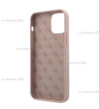 coque de téléphone guess rose en silicone soft touch avec pin's pour iphone 12 intérieur microfibre