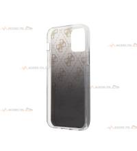 coque de téléphone guess pour iphone 12 pro max holographique semi-transparente noire avec logos dorés intérieur