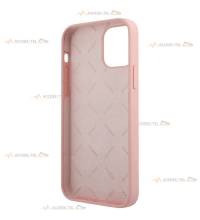 coque de téléphone rose soft touch logo guess vintage bleu clair pour iphone 12 pro max intérieur microfibres