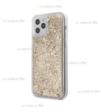 coque de téléphone guess transparente dorée avec liquide à paillettes doré pour iphone 12 pro max