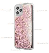 coque de téléphone guess transparente rose avec liquide à paillettes rose pour iphone 12 pro max