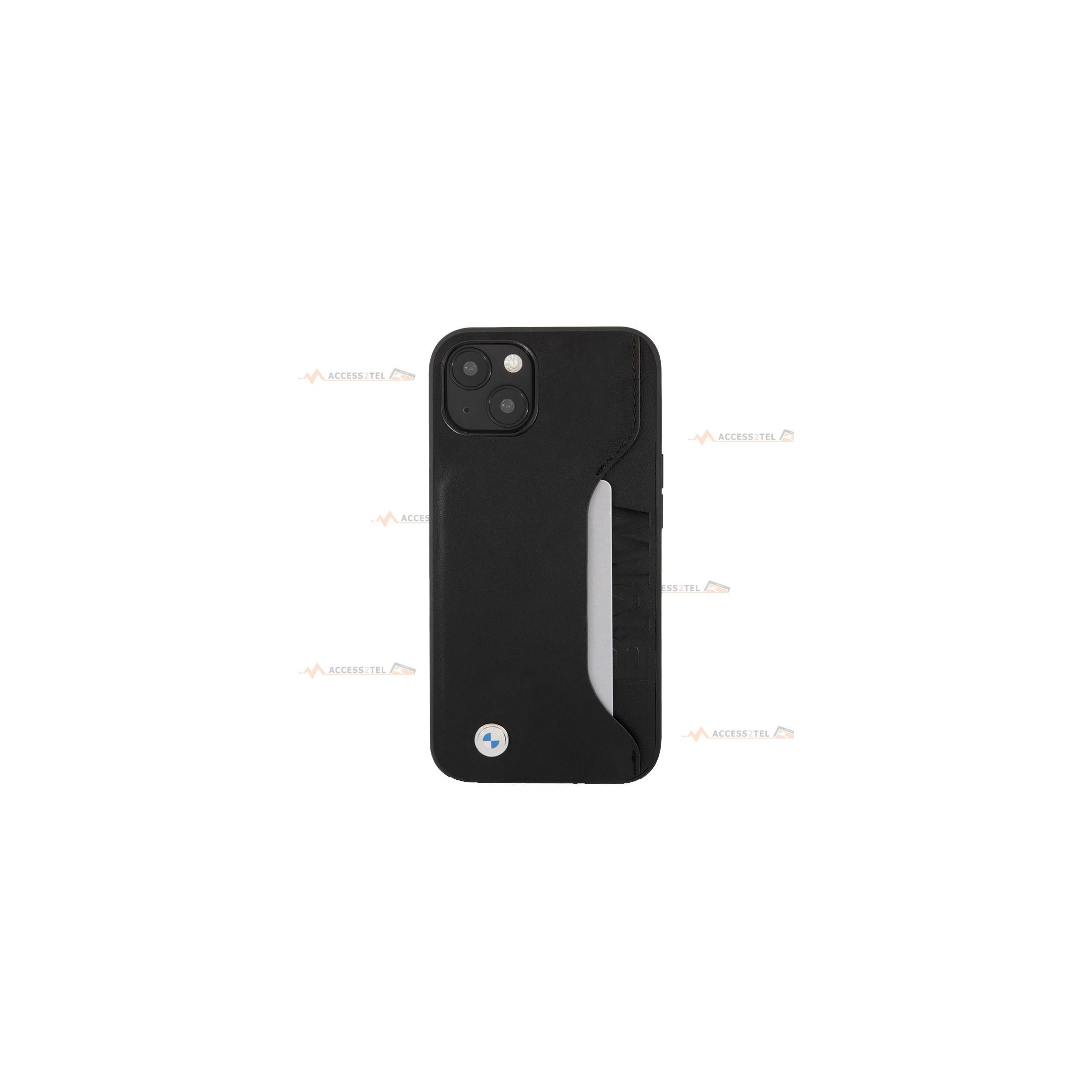 coque de téléphone BMW porte-cartes en cuir pour iPhone 13