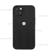 coque de téléphone BMW en cuir noir perforé pour iPhone 13