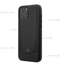 coque de téléphone MERCEDES en cuir noir pour iPhone 12 Pro Max