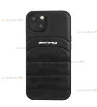 coque de téléphone AMG en cuir noir pour iPhone 13