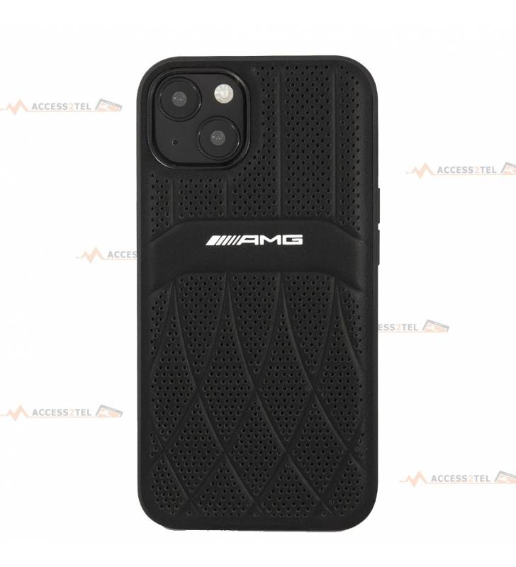 coque de téléphone AMG en cuir perforé Curves pour iPhone 13