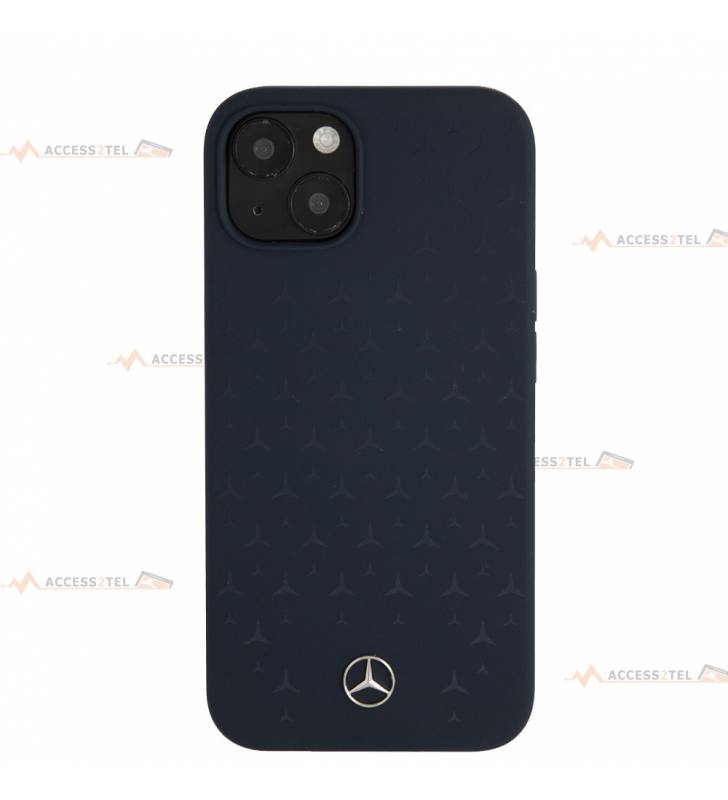 coque de téléphone MERCEDES avec logo étoiles en silicone bleu marine pour iPhone 13