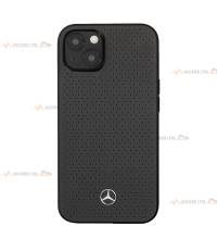 coque de téléphone MERCEDES en cuir perforé gris pour iPhone 13