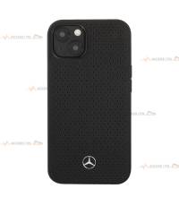 coque de téléphone MERCEDES en cuir perforé noir pour iPhone 13