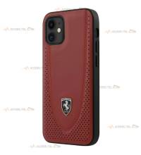 coque de téléphone Ferrari en cuir véritable rouge avec surpiqûres rouges et logo argenté pour iPhone 12 et iPhone 12 pro