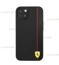 coque de téléphone Ferrari carbone et silicone noire pour iPhone 13