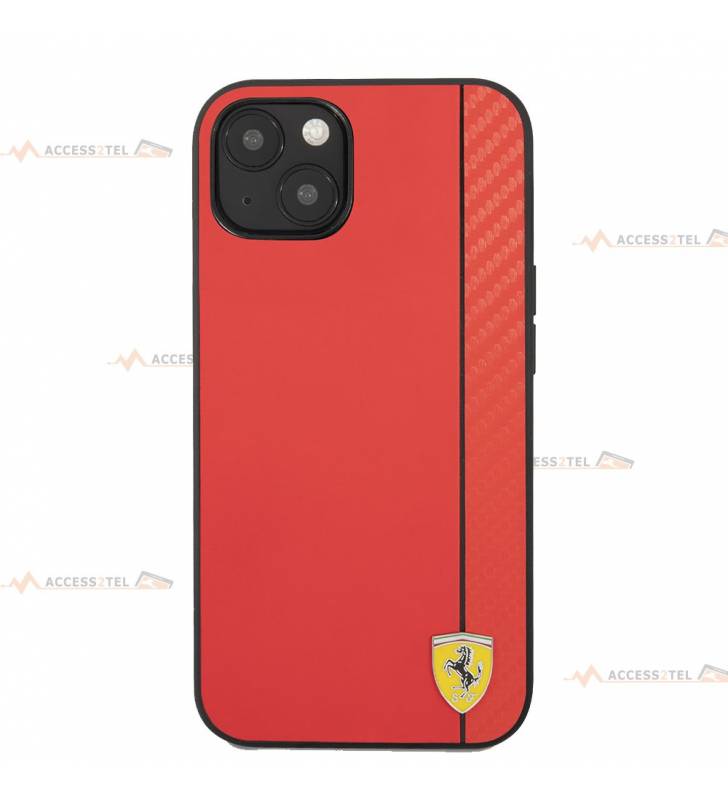 coque de téléphone Ferrari carbone et silicone rouge pour iPhone 13