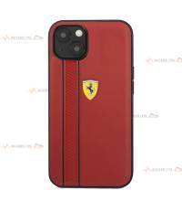 coque de téléphone Ferrari en cuir véritable rouge pour iPhone 13