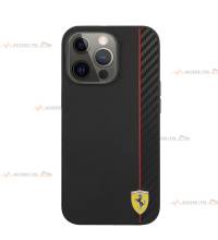 coque de téléphone Ferrari carbone et silicone noire pour iPhone 13 Pro Max