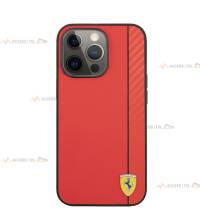 coque de téléphone Ferrari carbone et silicone rouge pour iPhone 13 Pro Max