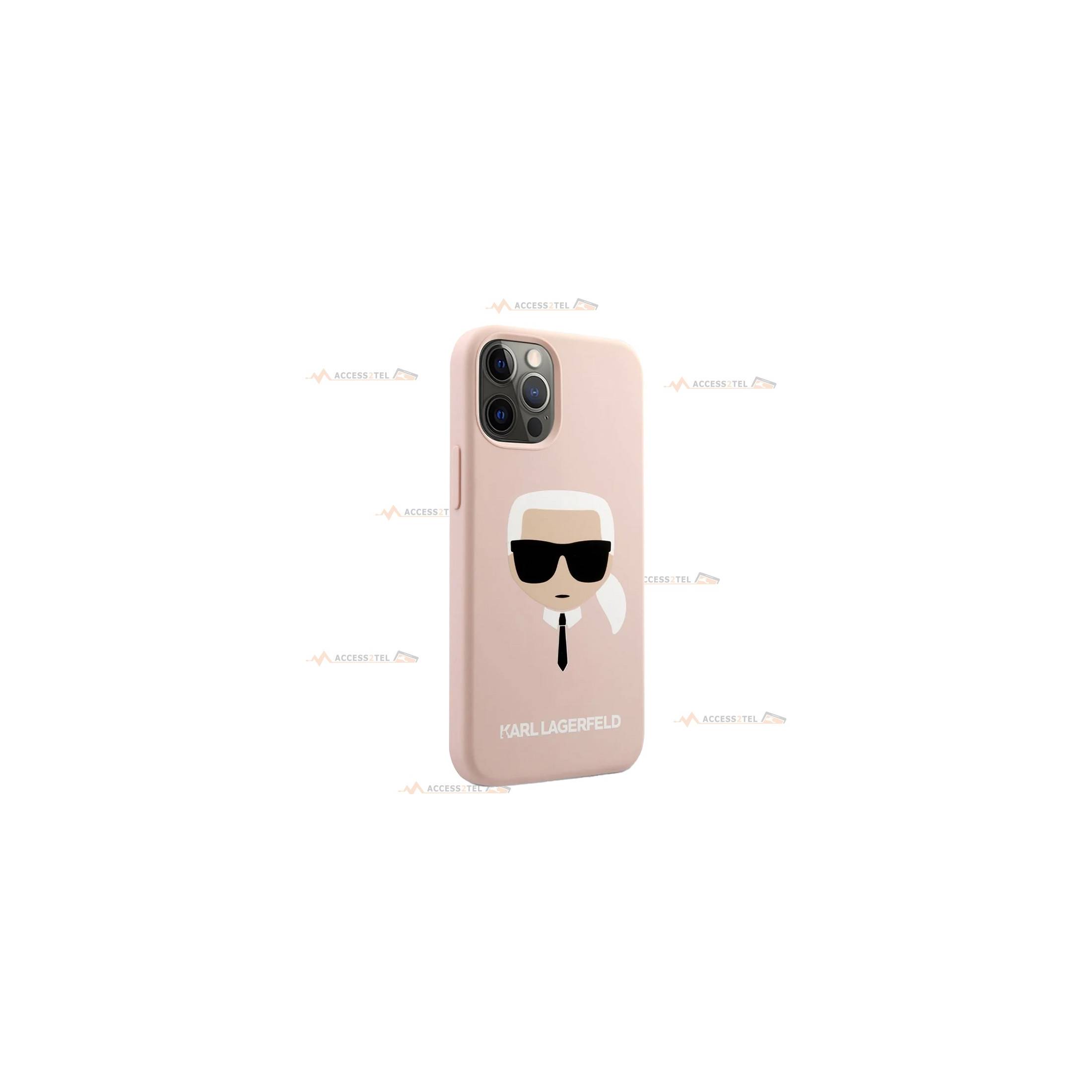 coque de téléphone karl lagarfeld soft touch rose pour iphone 12