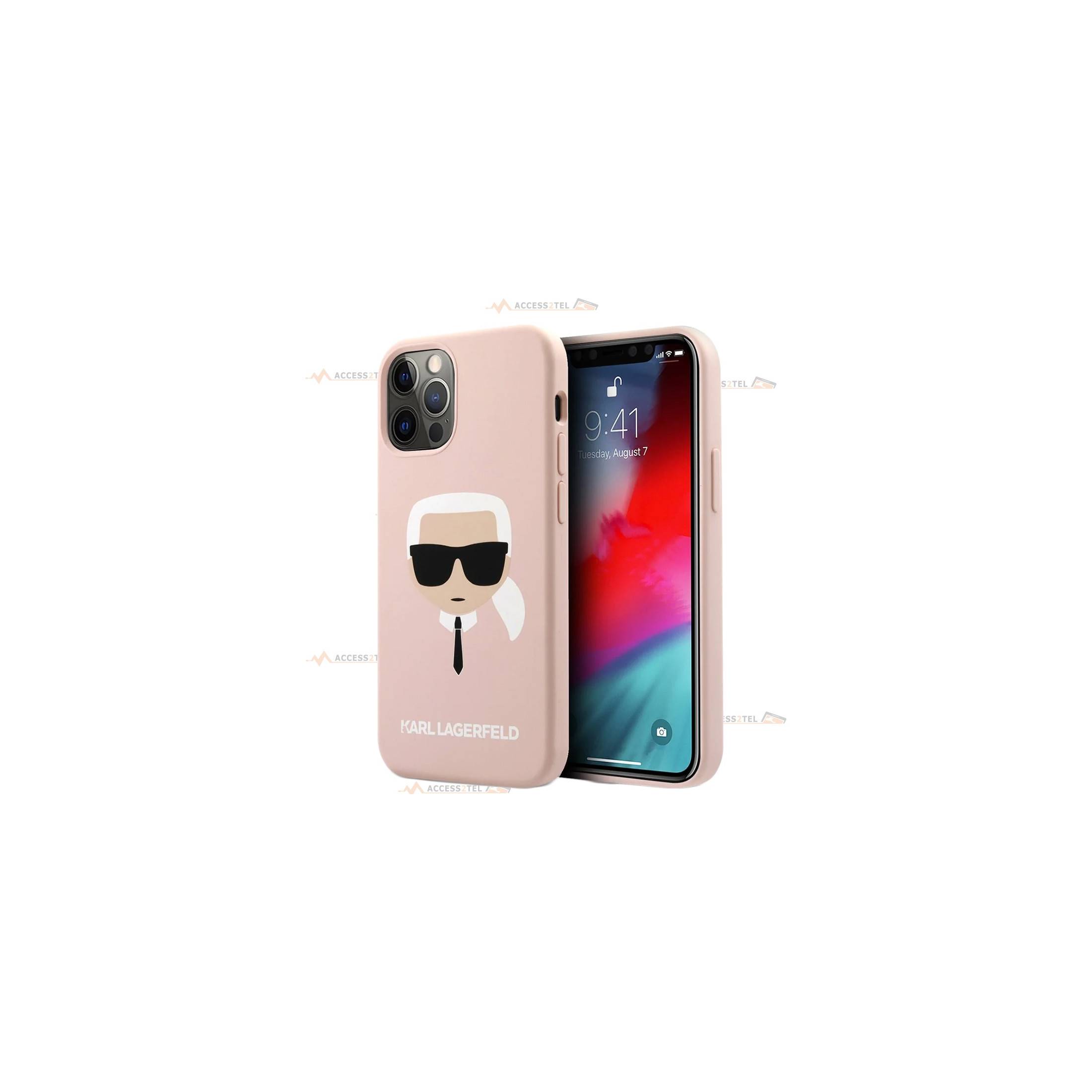 coque de téléphone karl lagarfeld soft touch rose pour iphone 12 smartphone