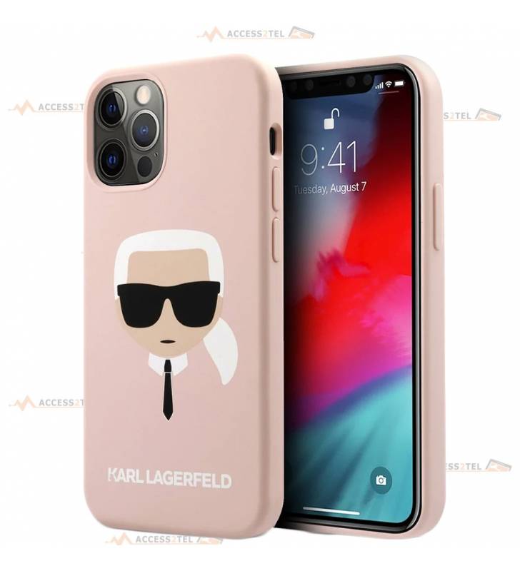 coque de téléphone karl lagarfeld soft touch rose pour iphone 12 smartphone