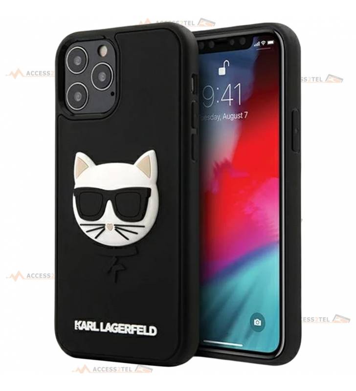 coque de téléphone karl lagarfeld avatar choupette 3D en gomme pour iphone 12 côtés