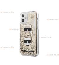 coque de téléphone transparente karl lagarfeld et choupette avec liquide et paillettes dorées pour iphone 12