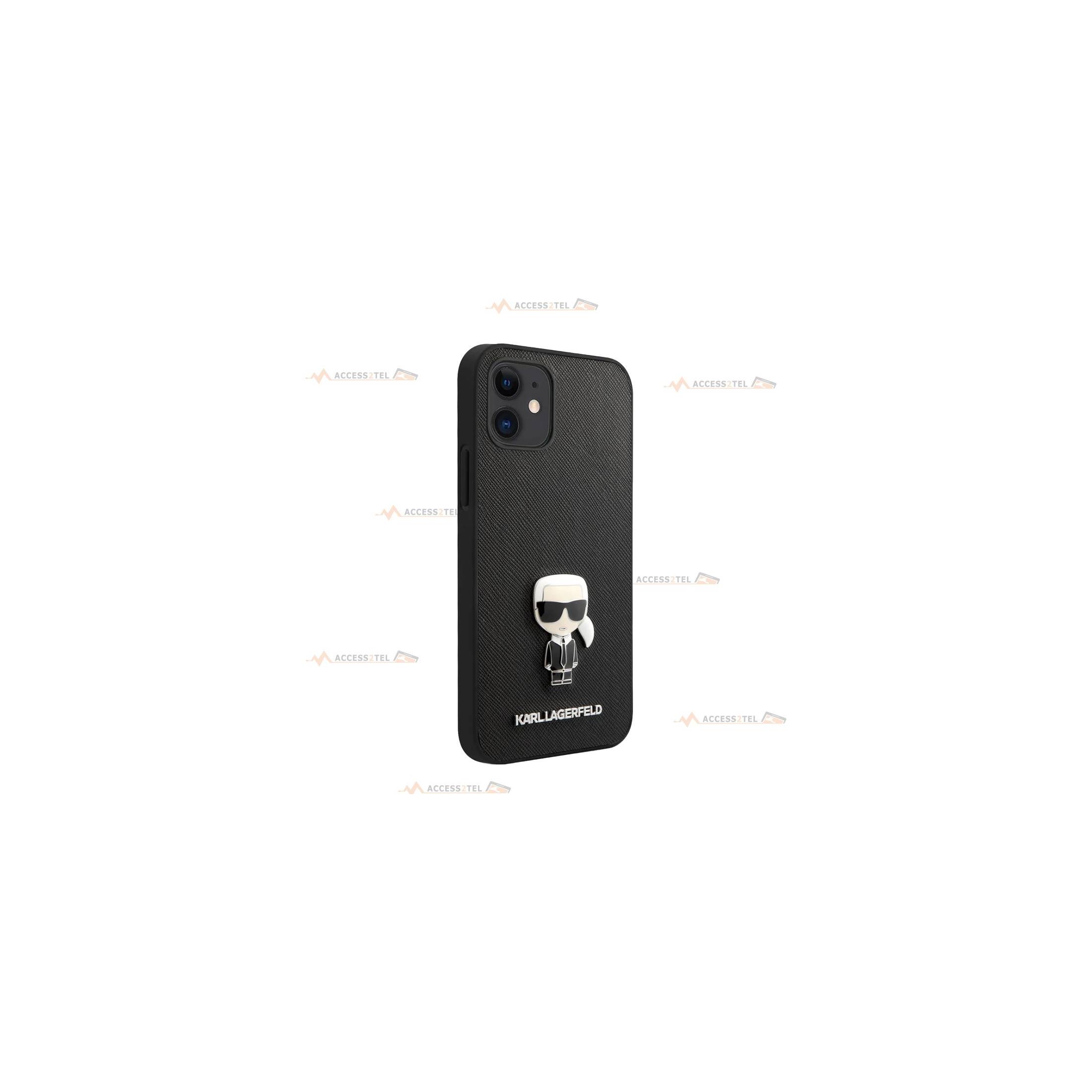 coque de téléphone noire karl lagarfeld renforcée en TPU pour iphone 12