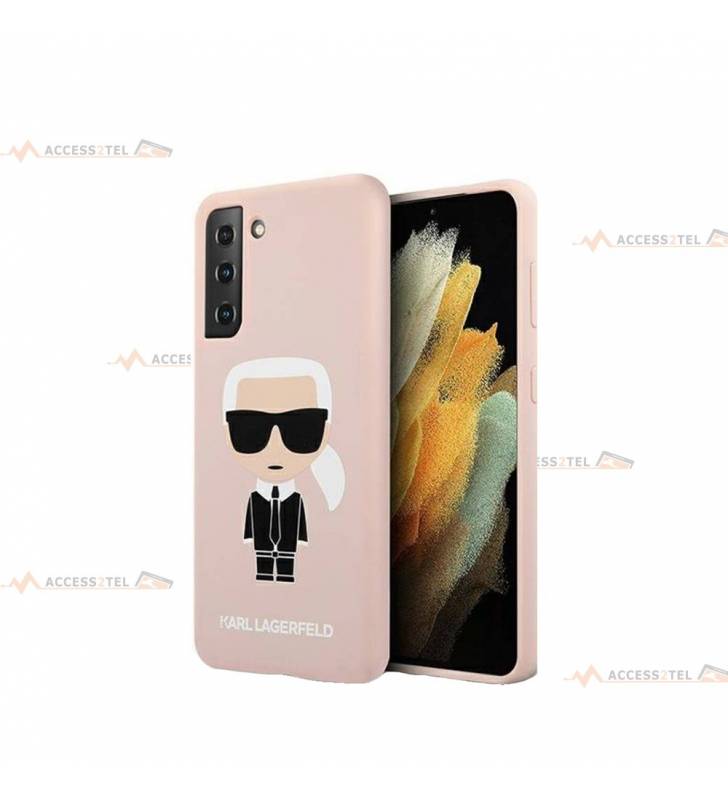 coque de téléphone karl lagarfeld soft touch rose pour samsung galaxy s21 smartphone