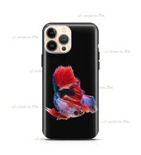 coque de téléphone avec un poisson combattant rouge et bleu