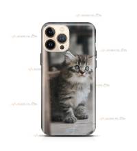 coque de téléphone avec un chaton tigré aux yeux bleus