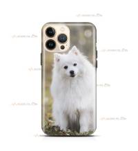 coque de téléphone avec un chien samoyède