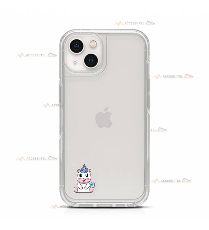 coque de téléphone transparente avec des illustrations de licornes