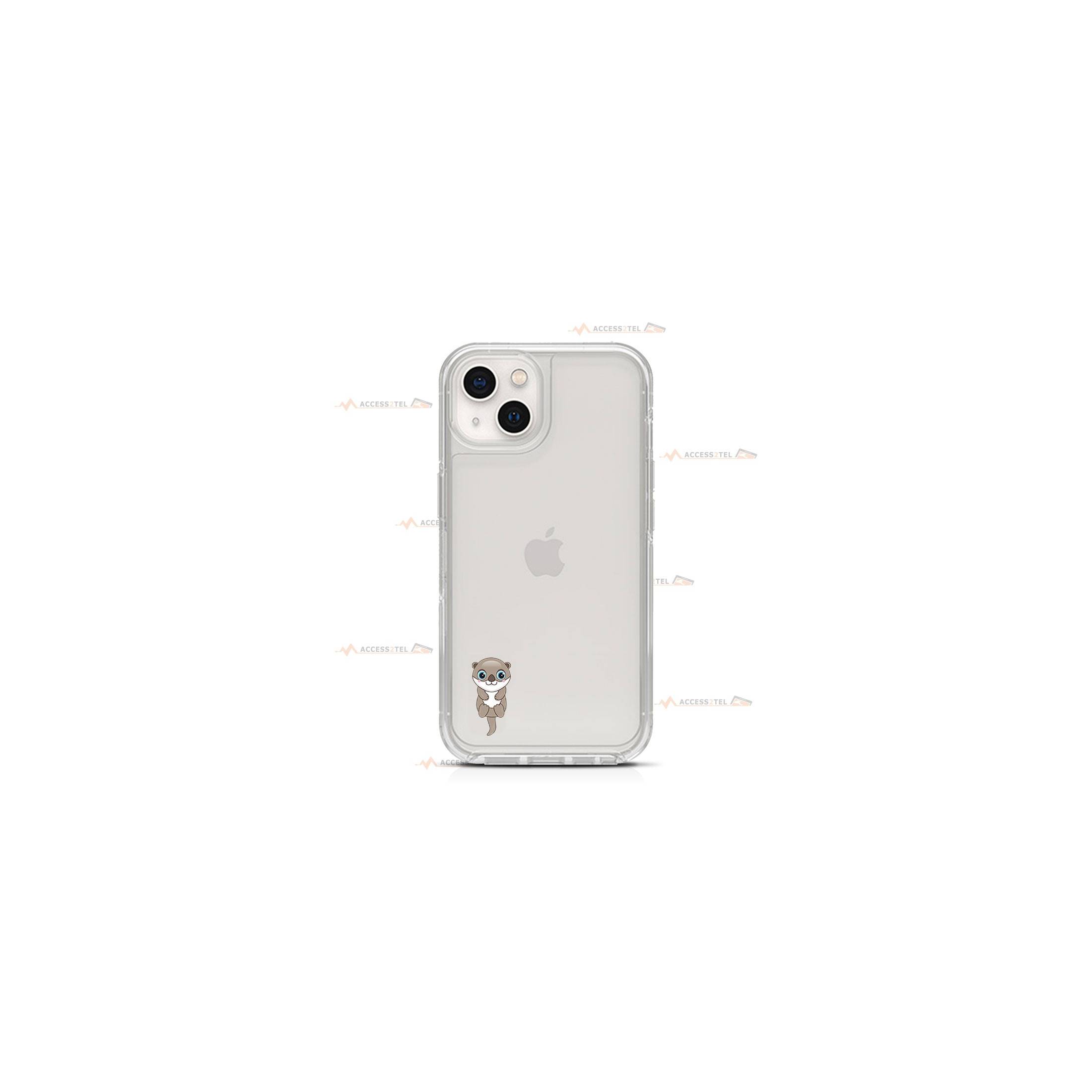 coque de téléphone transparente avec des illustrations de loutres