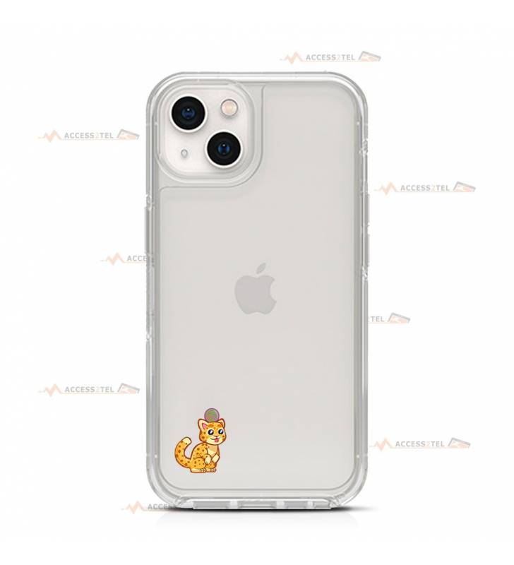 coque de téléphone transparente avec des illustrations de guépards qui ont des balles de jeu sur leurs têtes