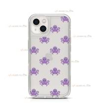 coque de téléphone transparente avec une petite illustration d'une pieuvre violette