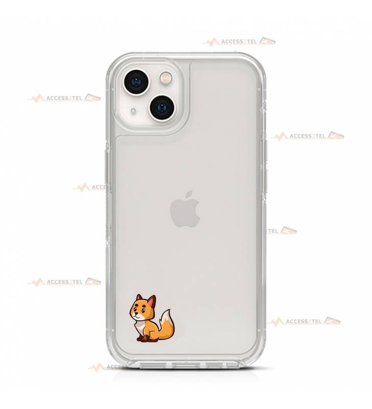 coque de téléphone transparente avec des petites illustration de renards roux