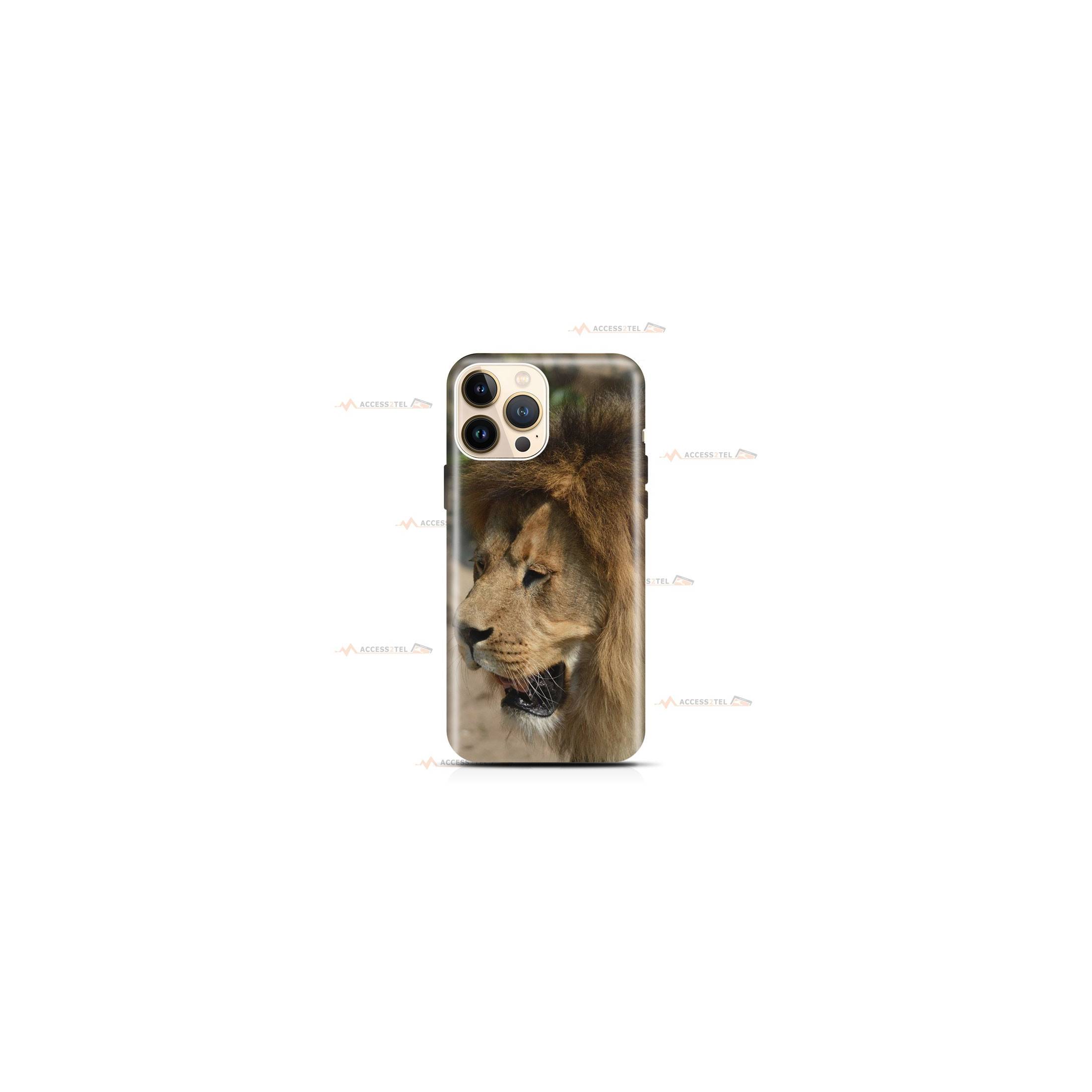 coque de téléphone avec un lion qui ouvre la gueule