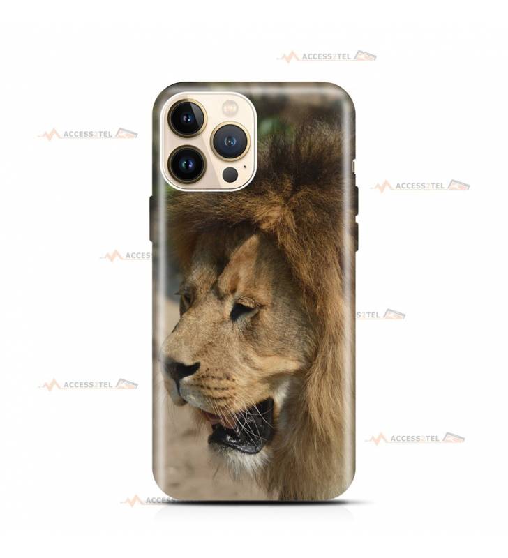 coque de téléphone avec un lion qui ouvre la gueule