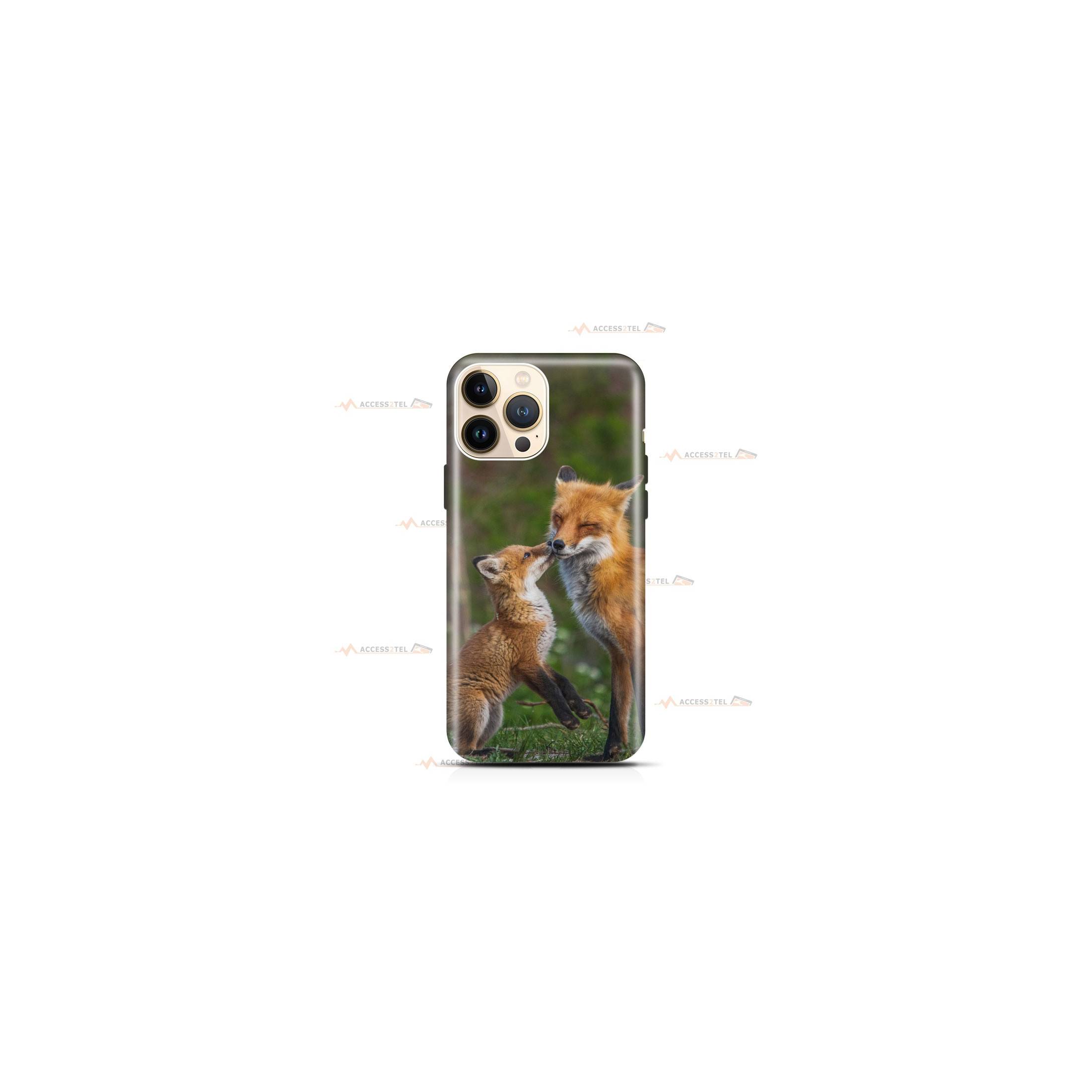 coque de téléphone avec un renard et son petit