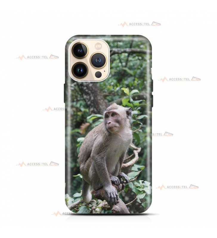 coque de téléphone avec un singe sur une branche d'arbre