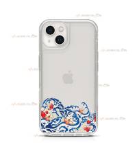 coque de téléphone transparente avec une illustration de vagues japonaises dans le style Hokusai et de fleurs de cerisier sakura