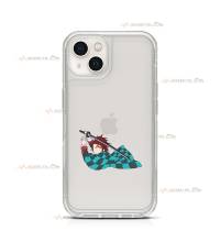 coque de téléphone transparente avec la silhouette de Tanjiro dans l'anime Demon Slayer (Kimetsu no Yaiba)