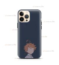 coque de téléphone bleu marine avec la silhouette d'Emma du manga/anime The Promised Neverland