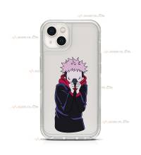 coque de téléphone transparente avec la silhouette de Yuji Itadori dans l'anime Jujutsu Kaisen