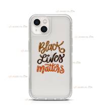 coque de téléphone transparente avec le texte "Black lives matters"