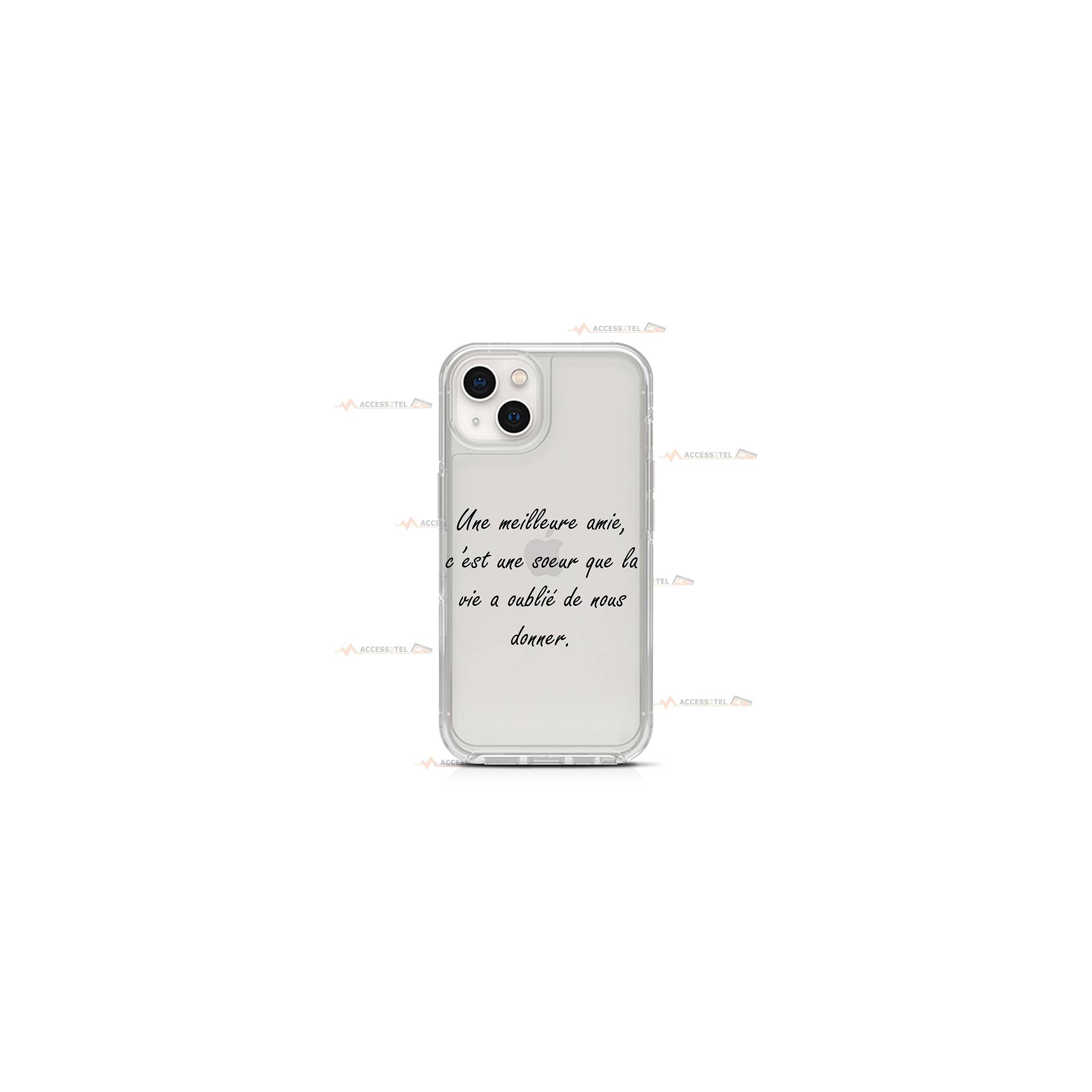 coque de téléphone transparente avec le texte "Une meilleure amie