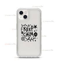 coque de téléphone transparente avec le texte "Keep Calm"