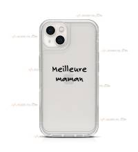 coque de téléphone transparente avec le texte "Meilleure maman"