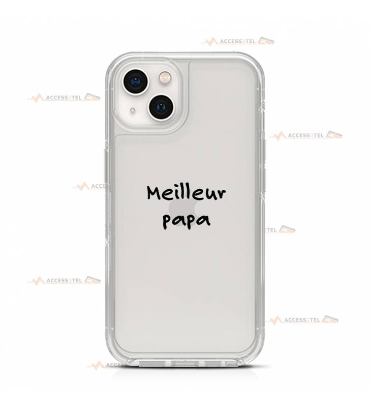 coque de téléphone transparente avec le texte "Meilleur papa"